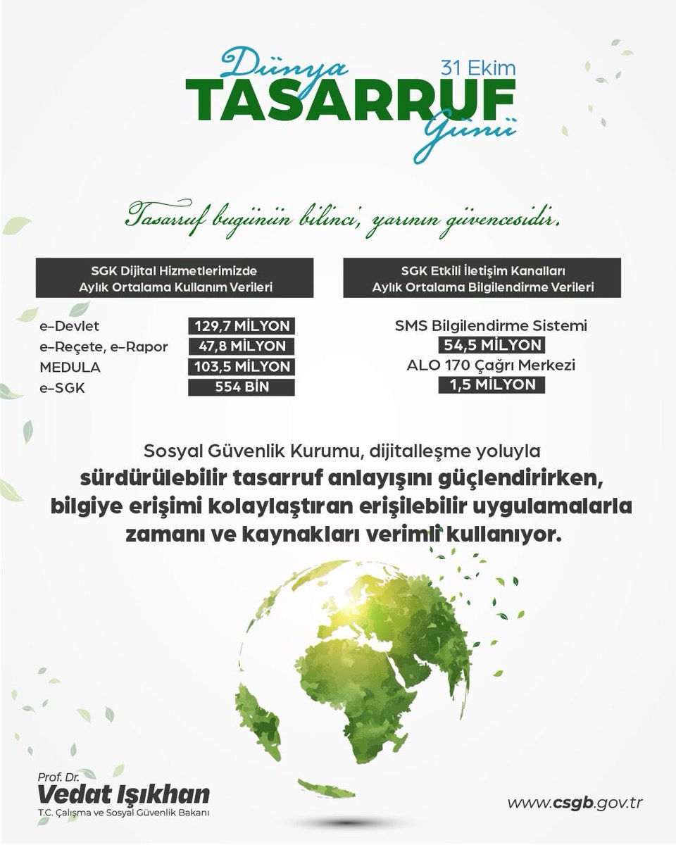 Tasarruf bugünün bilinci, yarının güvencesidir.♻️ 

🌐Hayata geçirdiğimiz yenilikçi ve kolay erişilebilir uygulamalar ile sürdürülebilir tasarruf anlayışını güçlendiriyoruz. 
📲Milyonlarca vatandaşımıza dijital hizmetlerimiz ile ulaşıyor, zamanın ve kaynakların verimli
