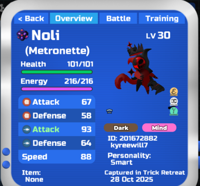 🎃✨Happy Halloween!✨🎃
GAMMA NOLI METRONETTE GIVEAWAY! Requirements: 
Like
Follow this account
Retweet
Comment your roblox user 
Follow one of my socials: 
Date: 11/10/25
linktr.ee/GAMMMAA8?utm_s… 
#LoomianLegacy #LoomianLegacyGiveaway #Metronette #NoliMetronette #forsakenroblox