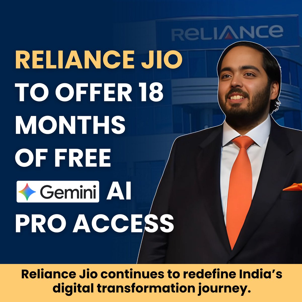 HindiBuzzNews12's tweet image. 🤝 रिलायंस जियो दे रहा है 18 महीनों का फ्री Gemini AI एक्सेस 🌍✨
तकनीक अब इंसानियत से जुड़कर सबके लिए बन रही है सशक्त 💡🇮🇳 #AIForAll #DigitalIndia