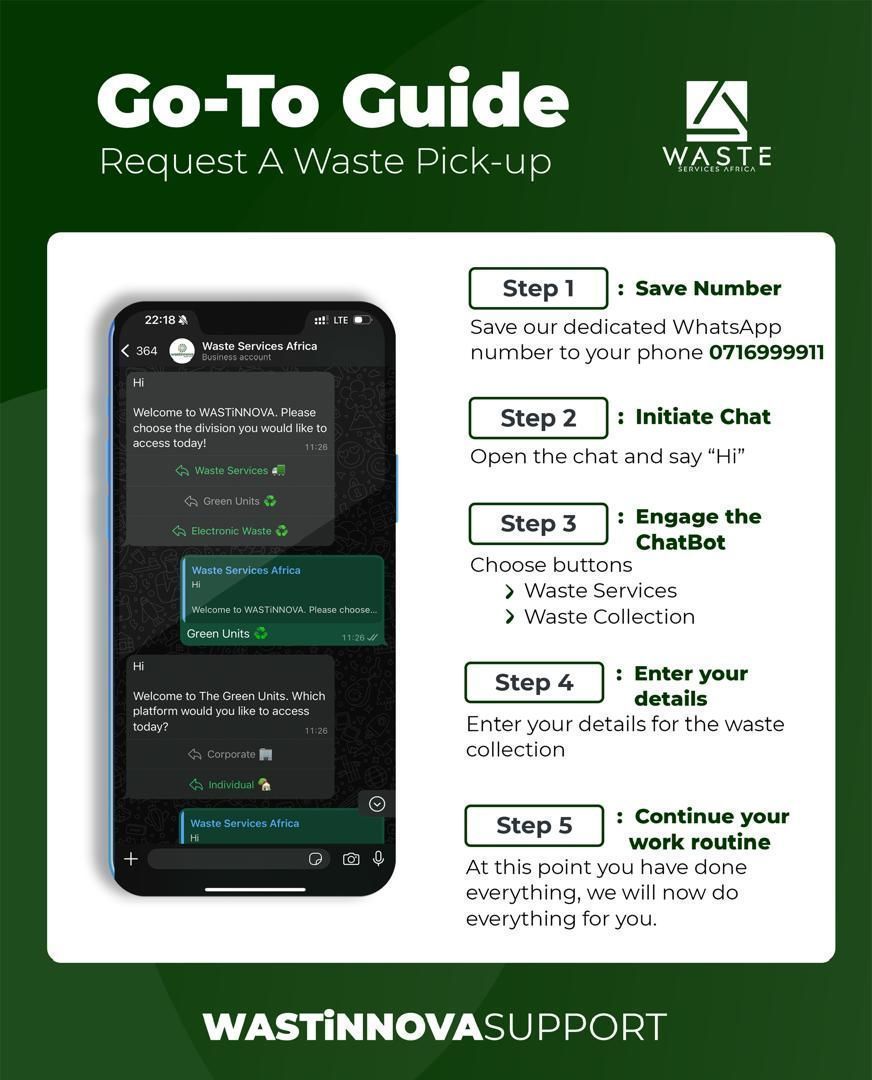 Waste Collections made easier and faster ...No more waiting hours for a reply 

#Wastinnova
#WasteCollection