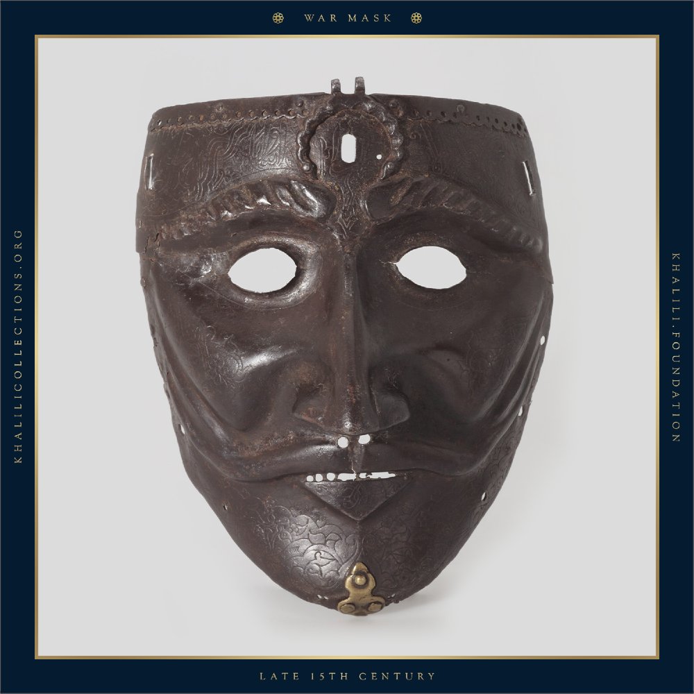 Imagine encountering this haunting war mask on the battlefield, a chilling relic of the 15th century crafted with exquisite skill and mystery. For #Halloween, step back in time with this masterpiece from the Khalili Collection of Islamic Art, once part of a soldier’s armour from