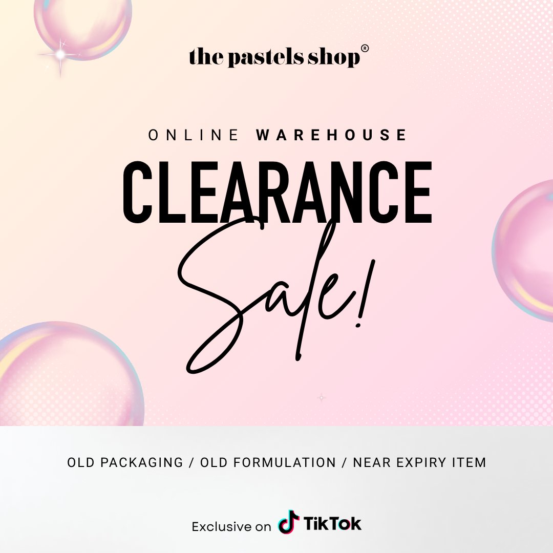 thepastelsshop's tweet image. We’re having our Online Warehouse Sale — and you don’t want to miss this!

📅 Date: 1 Nov 2025
📍 Platform: TikTok, Shopee &amp;amp; Website

Get your fave skincare from as low as RM9.90 🔥 Plus, we’re clearing out selected items with up to 80% off! (Exclusive on TikTok) 

Mark your…