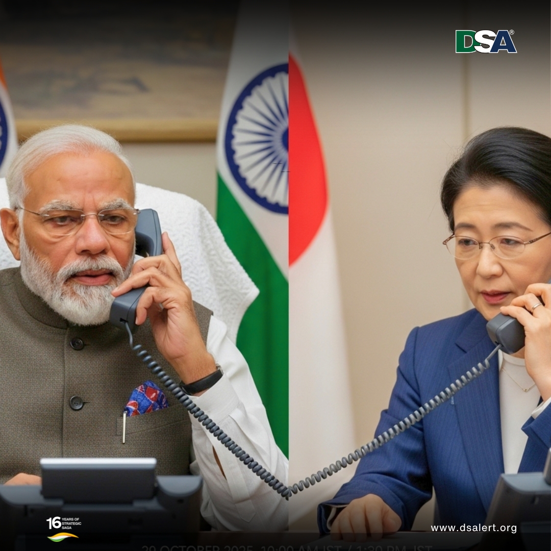 India and Japan Reaffirm Strategic Ties
On 29 October 2025, Prime Minister Narendra Modi held his first official phone call with Japan’s newly appointed PM Sanae Takaichi, fully discussed deepening India-Japan strategic partnership, with specific emphasis on cooperation in the