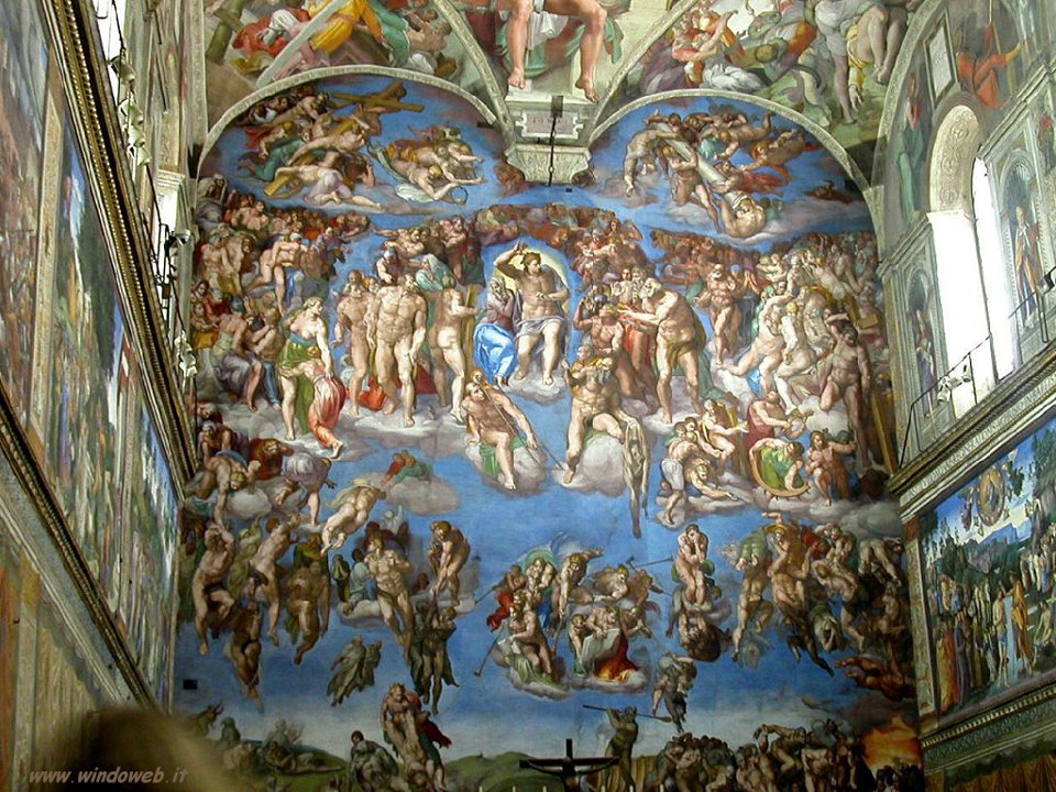 mariobianchi18's tweet photo. Il #31ottobre 1512 Giulio II inaugura la volta della #Sistina ("lucerna dell'arte nostra", Vasari) dopo che #Michelangelo ne ha ultimato gli affreschi, che occupano quasi 500 mq dipinti in appena 4 anni. Prima di lui lavorarono, tra gli altri, Ghirlandaio, Botticelli e Perugino. https://t.co/RJqMjm7vYx