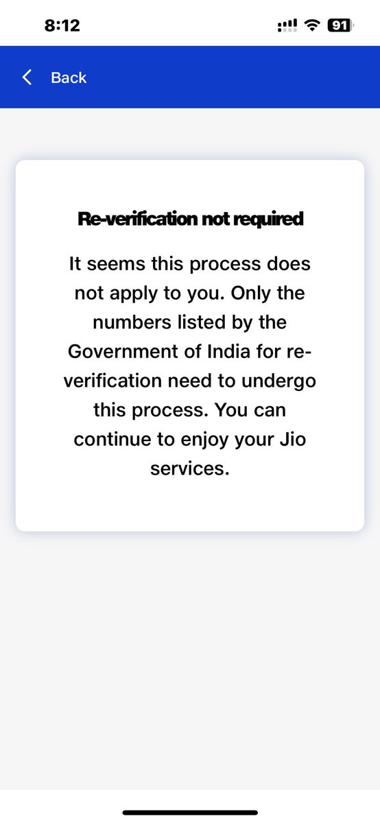 Deepkar's tweet photo. @reliancejio My SIM card is blocked due to non verification.. when I do the verification this message is displayed .. what’s wrong with jio??? https://t.co/jLE7jcQdey
