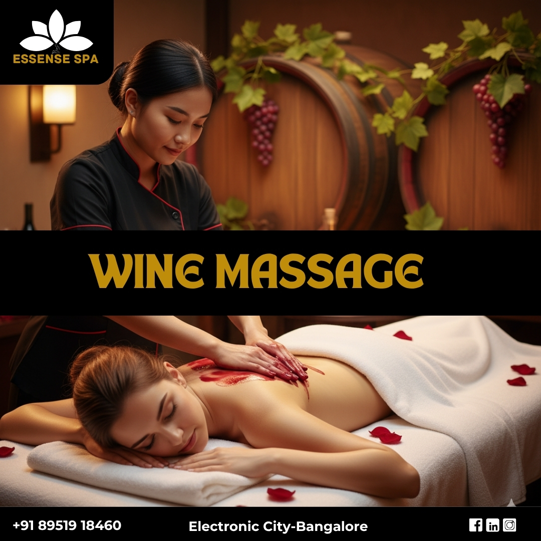 EssenseSpa23812's tweet image. Indulge in luxury and rejuvenation with a Wine Massage at Essence Salon &amp;amp; Spa near Electronic City Phase 1, a unique therapy that blends the antioxidant richness of wine with the art of relaxation. 

#WineMassage #SpaNearMe #SpaNearByMe #BodyMassageNearMe #BestSpaInBangalore