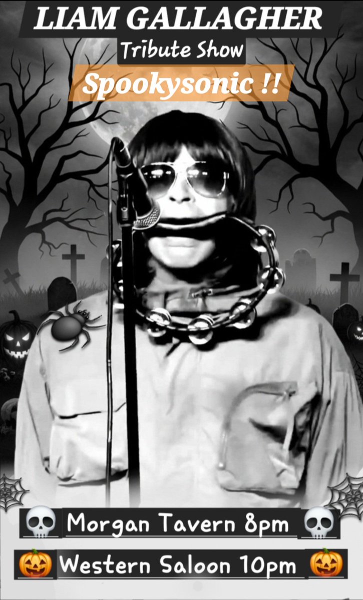 Happy Halloween you beautiful people !! Tonight's show's Western Saloon and Morgan Tavern Benidorm see'ya there Liam Gallagher tribute show !! 😎✌️ #oasislive25 #LiamGallagher