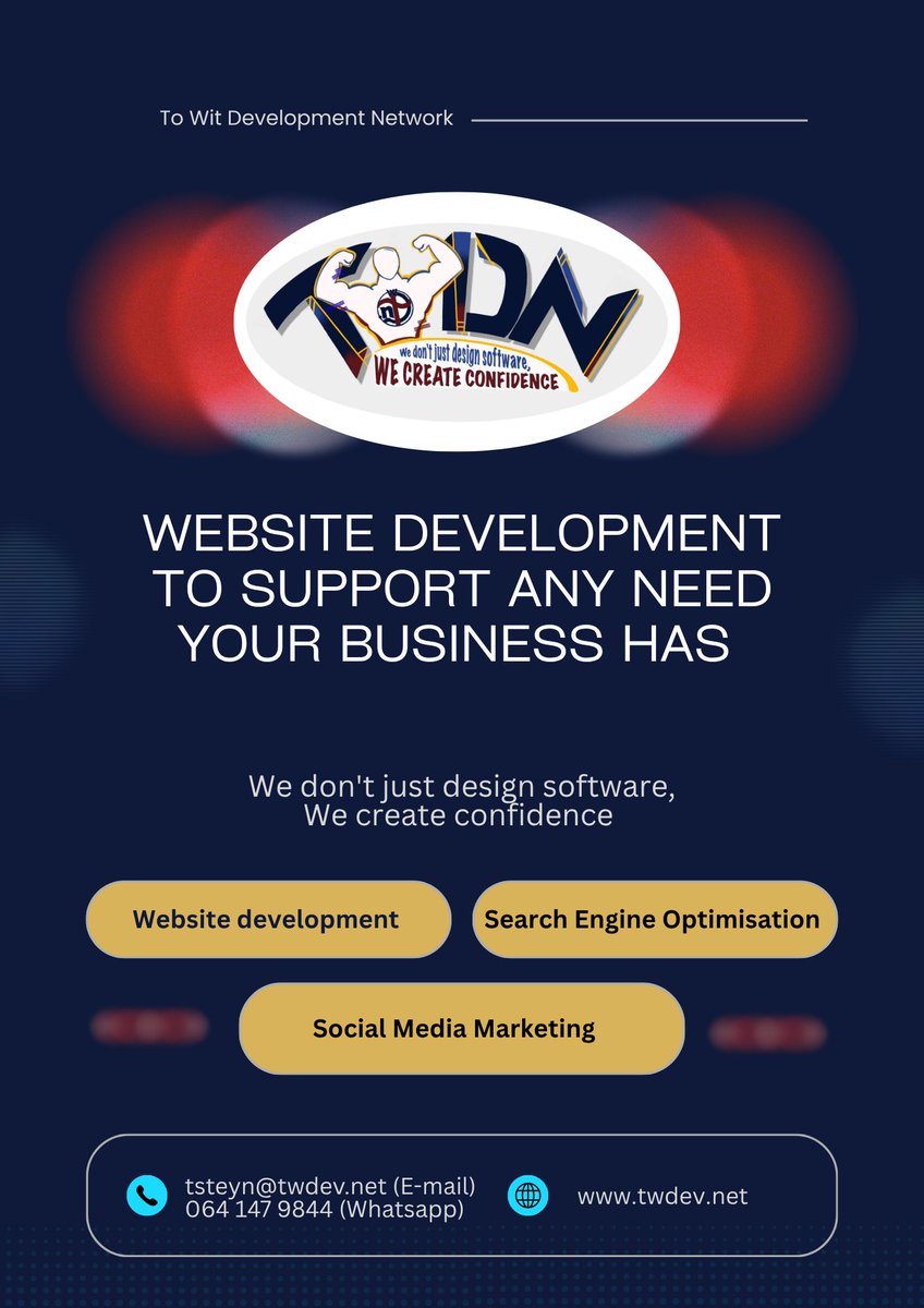 TW_DevNet's tweet image. As a fellow small business we know how difficult it is to navigate the online world, so let us help you with one our affordable websites
visit our website at twdev.net for more information
#Website #website_design_and_development #SouthAfrica #SmallBusiness
