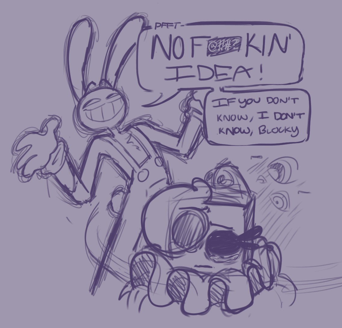 Okay fine just let me post one more time before taking a break I hate you all(/j) guess the reference, and yes Jax abstracted

(Shapely has a Brooklyn accent dont judge her now) #TADC #Ocxcanon