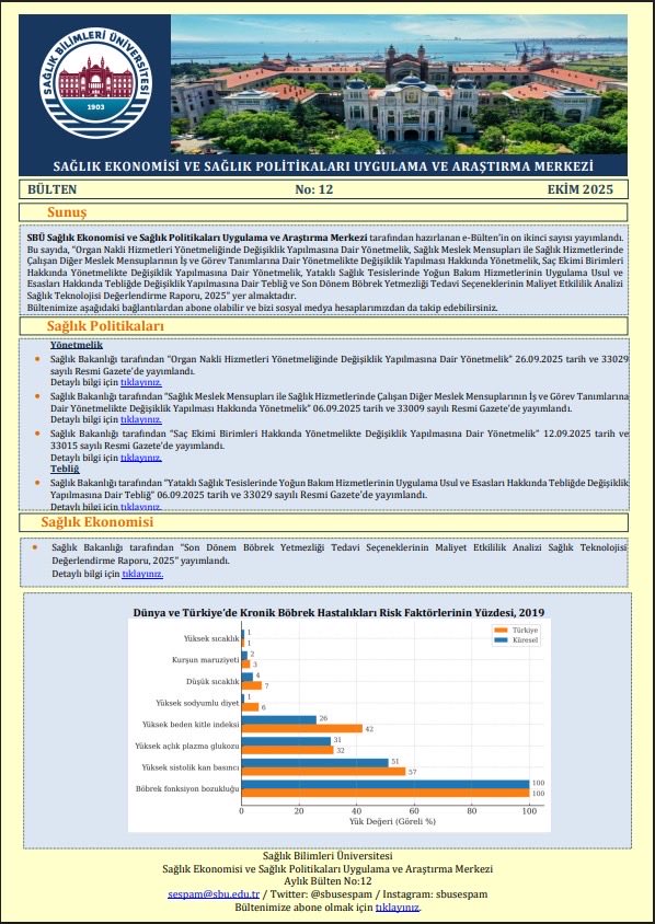 📢 SESPAM Ekim 2025 Bülteni yayımlandı!
Bu sayıda:
🩺 Organ Nakli ve Saç Ekimi yönetmelik değişiklikleri
💊 Yoğun Bakım Tebliği güncellemeleri
📈 Böbrek Yetmezliği Maliyet Analizi Raporu

🔗 sbu.edu.tr/uploads/mainsi…
#SESPAM #SağlıkEkonomisi #SBÜ