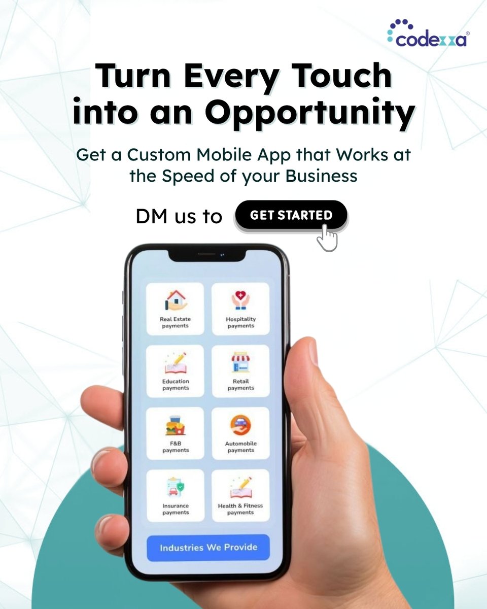 CodexxaIndia's tweet image. Turn every touch into an opportunity.
Your customers are already on mobile are you?
Build an app that moves as fast as your business. 🚀
📩 DM us to get started.

#MobileApp #BusinessGrowth #CustomApp #AppDevelopment #DigitalTransformation #TechSolutions #MobileMarketing #Codexxa