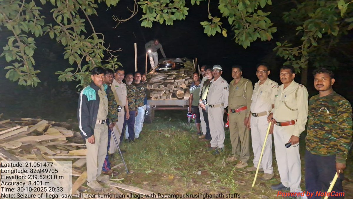 BargarhDfo's tweet photo. A successful seizure of an illegal sawmill was carried out near Kurrichuan village by the forest staff of Padampur and Nrusinghanath ranges under  during night operation.
@PCCFWL_Odisha @pccfodisha @ForestDeptt @SambalpurRccf . https://t.co/ruhH88wklt