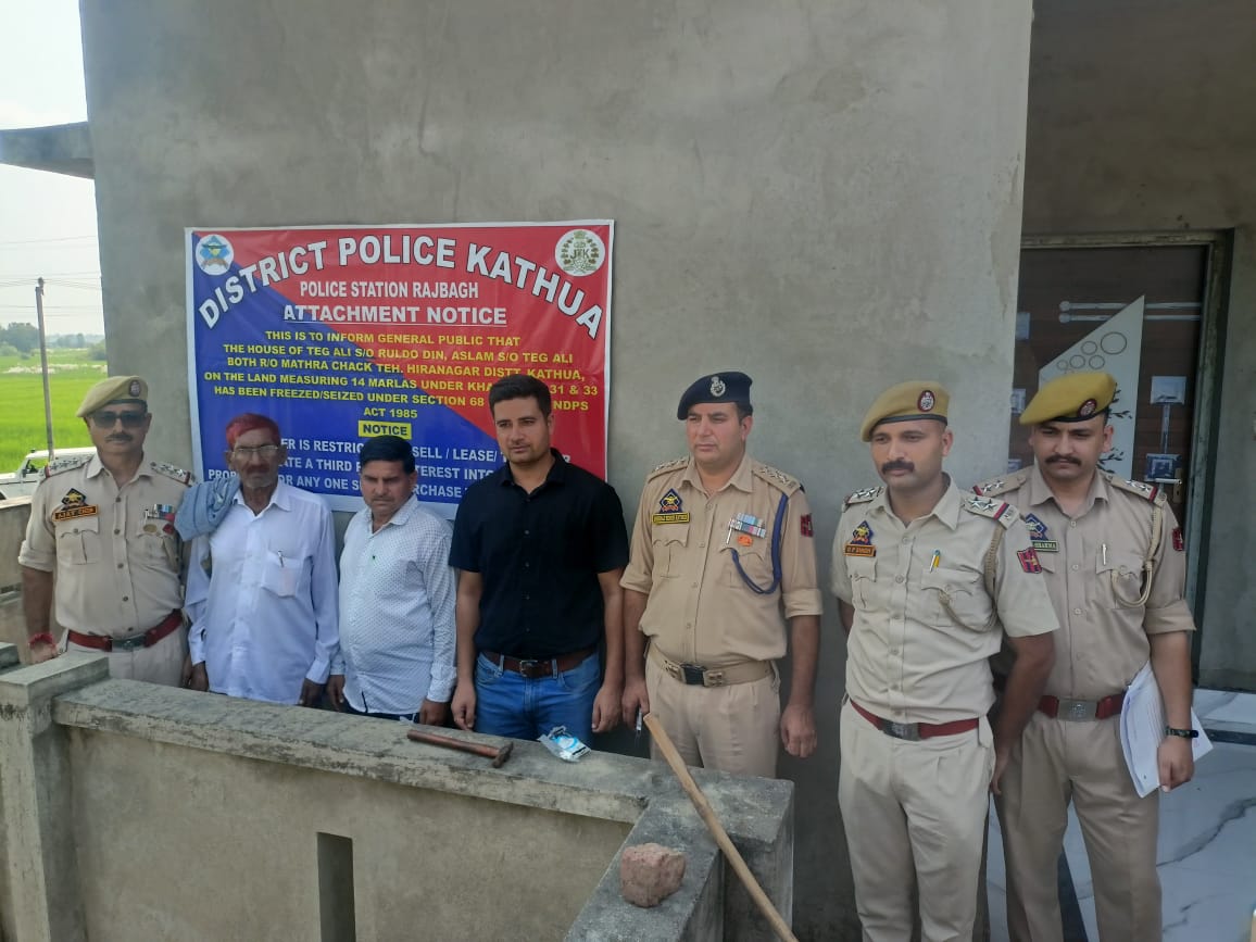 J&amp;K Police Kathua Crackdown on Narcotic Smugglers: Attachment of Assets i.e One Double Storey Residential House, 02 Vehicles under 68(F(2) -NDPS Act  Confirmed by SAFEMA.
<a href="/JmuKmrPolice/">J&K Police</a>
<a href="/ZPHQJammu/">Zonal Police Media Centre- Jammu Zone</a>
<a href="/DigJsk/">DIG JSK Range Jammu</a> <a href="/mohita_ips/">Mohita Sharma</a>

facebook.com/share/p/17ccN1…