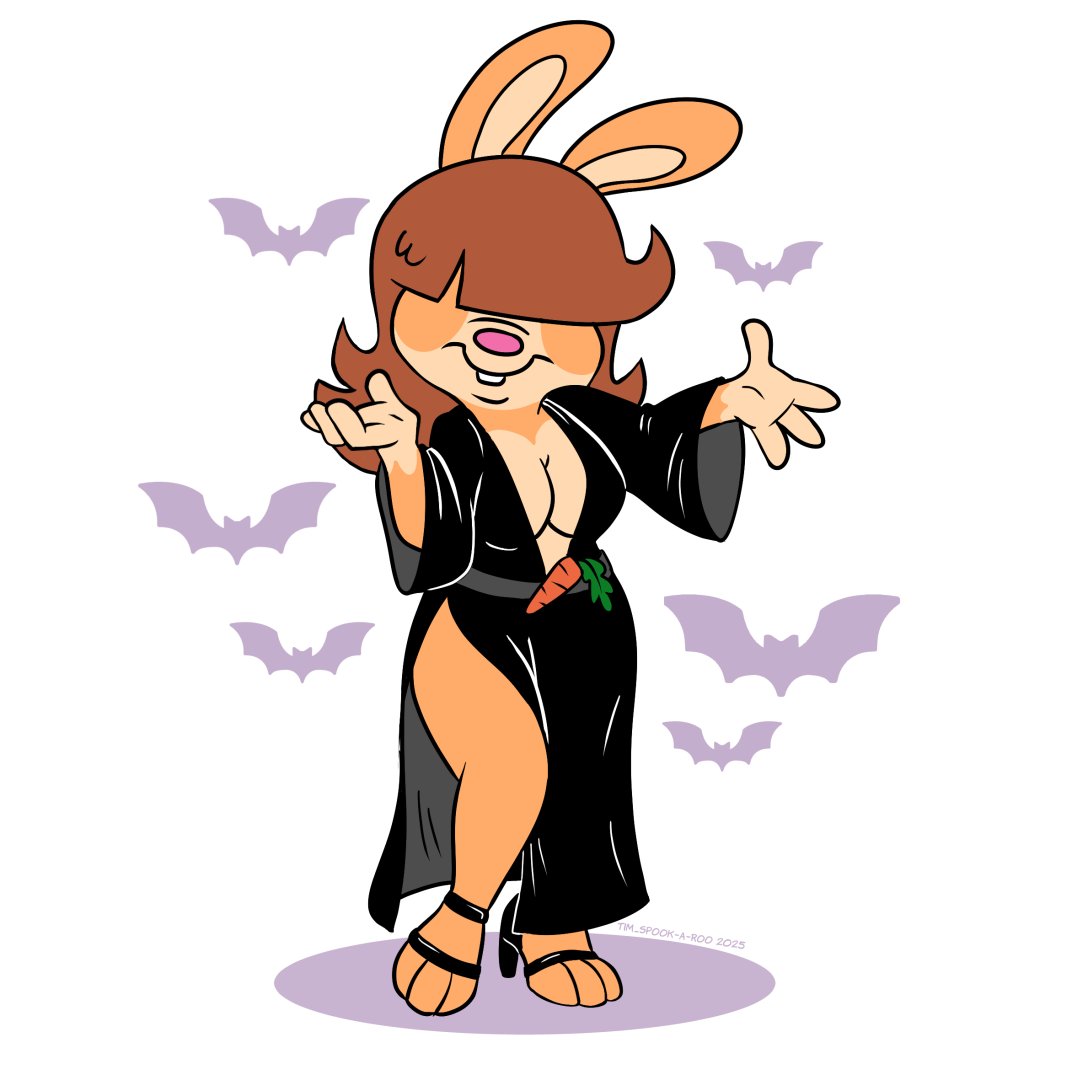 Tim_Kangaroo's tweet image. "Durian-Vira"
@waffledog 's Durian Swizzle, decked out in her Halloween finest!
#Halloween #Halloween2025 #bunny #rabbit #ElviraMistressoftheDark #furryart
