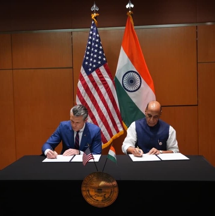 Raksha Mantri Shri <a href="/rajnathsingh/">Rajnath Singh</a> met with US <a href="/SecWar/">Secretary of War Pete Hegseth</a> Mr. <a href="/PeteHegseth/">Pete Hegseth</a> on the sidelines of the 12th ADMM-Plus in Kuala Lumpur today. Both leaders held cordial &amp; constructive discussions on strengthening the India-US defence partnership, reviewed ongoing cooperation in defence