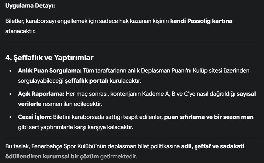 sensiblex's tweet photo. Geçmiş yönetimlerin de işin içinden çıkamadığı en kaotik çıkmazlardan biri olan bu konuyu idare etmek, tribün nesli kalabalıklaştıkça daha da güçleşti.

Kusursuz bir çözüm bulmak zor olsa dahi, yapay zekaya sorunca ilettiği  bu fikirler bir değerlendirme kıstası oluşturabilir. https://t.co/Y9Fi0LU1Oq