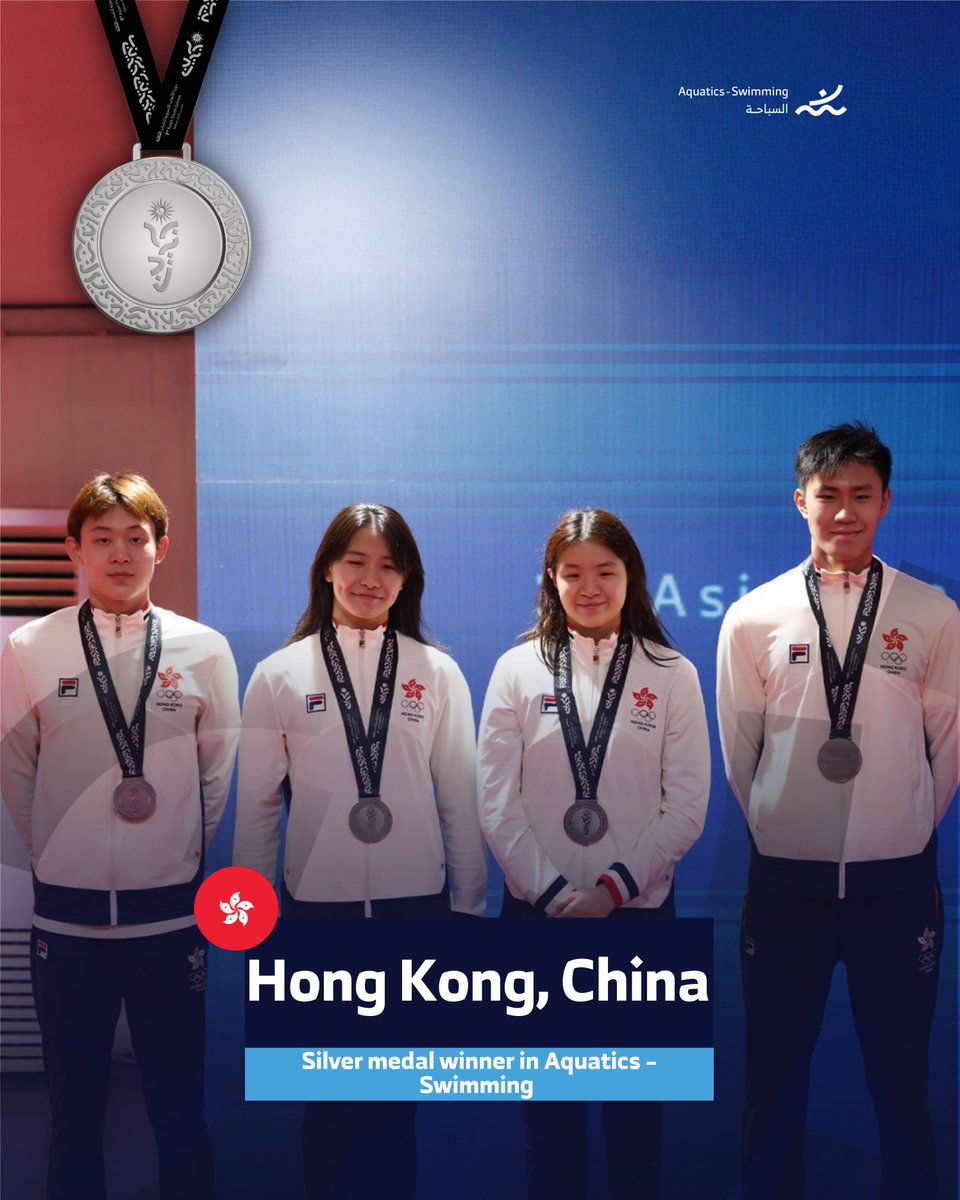 BaygBH's tweet photo. 🥈 Hong Kong, China wins Silver Medal in Aquatics – Swimming! 
🥈 A moment of pure athletic excellence
👏🏻 Unforgettable moments of athletic brilliance!

Inspire Dreams, Build a Legacy
ألهم، احلم، وابنِ إرثاً.

#Bahrain #BAYG #AsianGames #OCA #BahrainOlympic #BOC #Bahrain2025 https://t.co/6edX1MvdX7