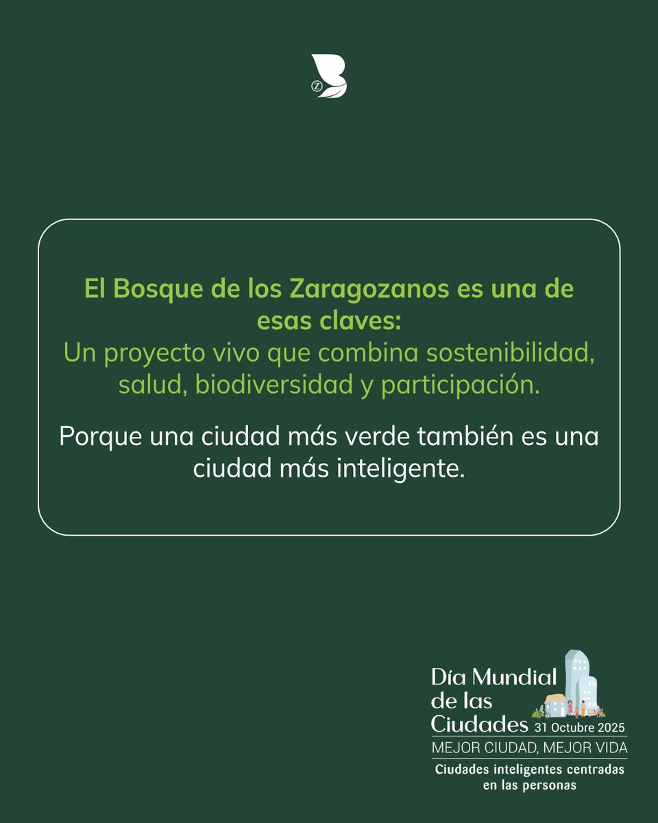 🌆🌳 Este 31 de octubre se celebra el Día Mundial de las Ciudades y Zaragoza trabaja para ser climáticamente neutra en 2030 con proyectos como el Bosque de los Zaragozanos, la movilidad sostenible, la economía circular o el programa Adapta tu patio, entre otros.