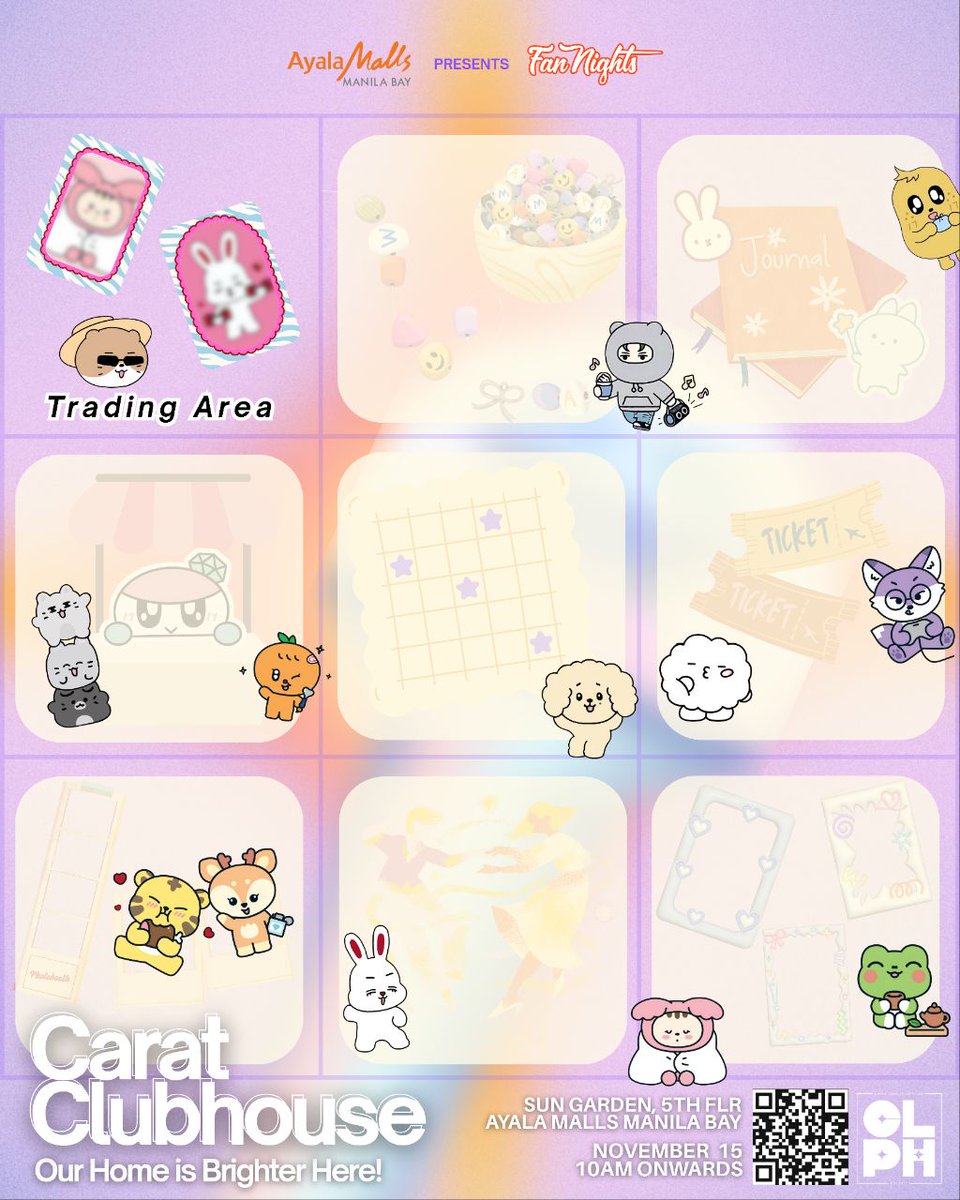 [I vote for #SEVENTEEN for #2025MAMAVOTE]

Calling all CARATs! 💜
Ready to trade, share, and shine? ✨ 

Get ready to elevate your collection at the Trading Area at Carat Clubhouse! ✨ 
Swap your favorite SEVENTEEN goodies, discover exciting surprises, and connect with fellow