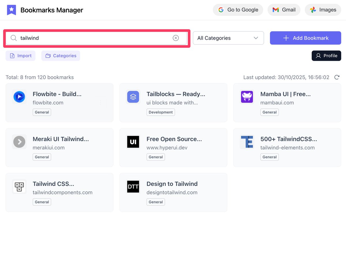 nicojuhari's tweet image. I always had trouble finding saved websites - until I built Bookmarks Manager.

Try it: bookmarks-manager.online

#bookmark #productivity #webtools #chromext #devtools