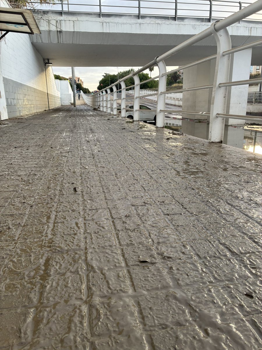 Dos días después así están las avenidas de Sevilla. Las trombas de agua son cada vez más comunes por el cambio climático, lo que no cambia es la mala gestión y previsión. Abrir con un barrizal la calle a peatones es un riesgo de caídas.