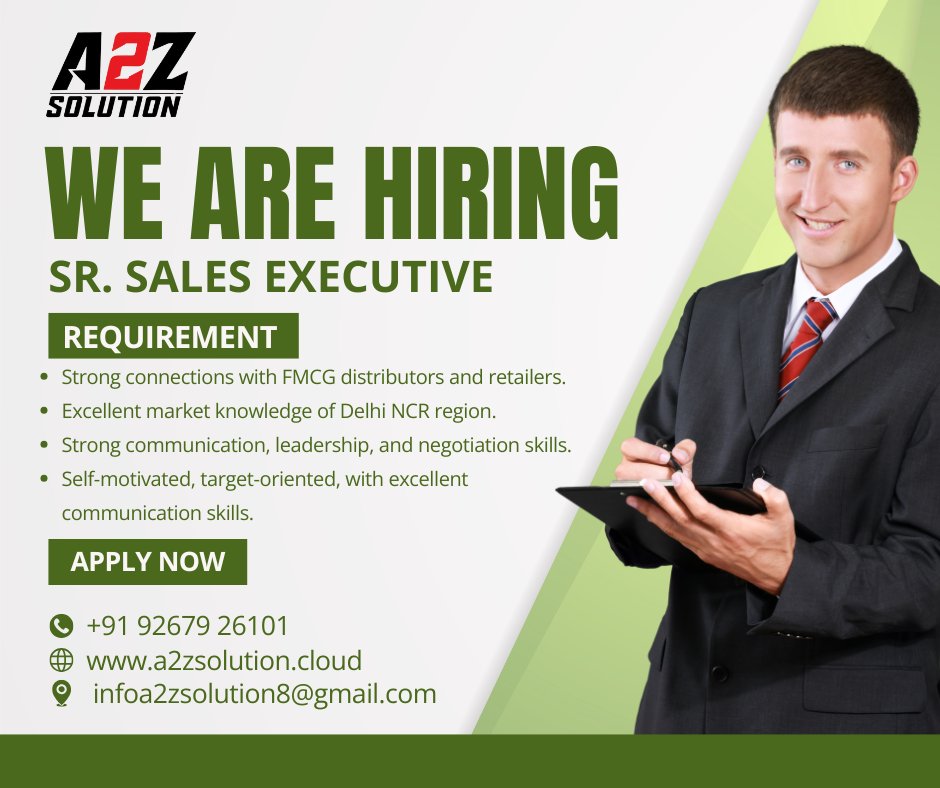 SunderBhati01's tweet image. 🌟 We Are Hiring! 🌟
Join A2Z Solution – Your Ultimate Placement Partner 💼

📣 Position: Sr. Sales Executive
📍 Location: Delhi NC

📩 Apply Now!
📧 infoa2zsolution8@gmail.com

🌐 a2zsolution.cloud

📞 +91 92679 26101

#WeAreHiring #A2ZSolution #SalesJobs #DelhiNCRJobs