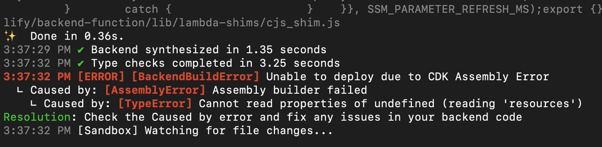 airon_tark's tweet image. Tark Labs routine #66: AWS Amplify Gen2 doesn&apos;t show any stacktrace in case of CDK code error, even with the --debug flag. That&apos;s not good! 😡 #awsamplify #awsdev #awslambda #awscdk #tarklabs #airontark