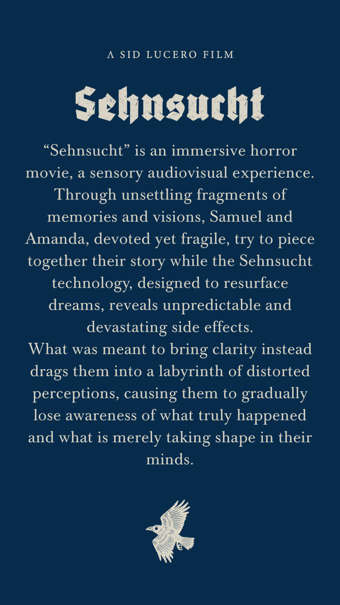 sidlucero666's tweet photo. "Sehnsucht" by Sid Lucero and Christopher Tetrokan is out now. Available as a 30 copy limited edition DVD with a hand signed certificate of authenticity, or stream it today for rental or purchase. Shipments to the United States are currently paused. Updates will follow soon. https://t.co/5HaaebOg5t