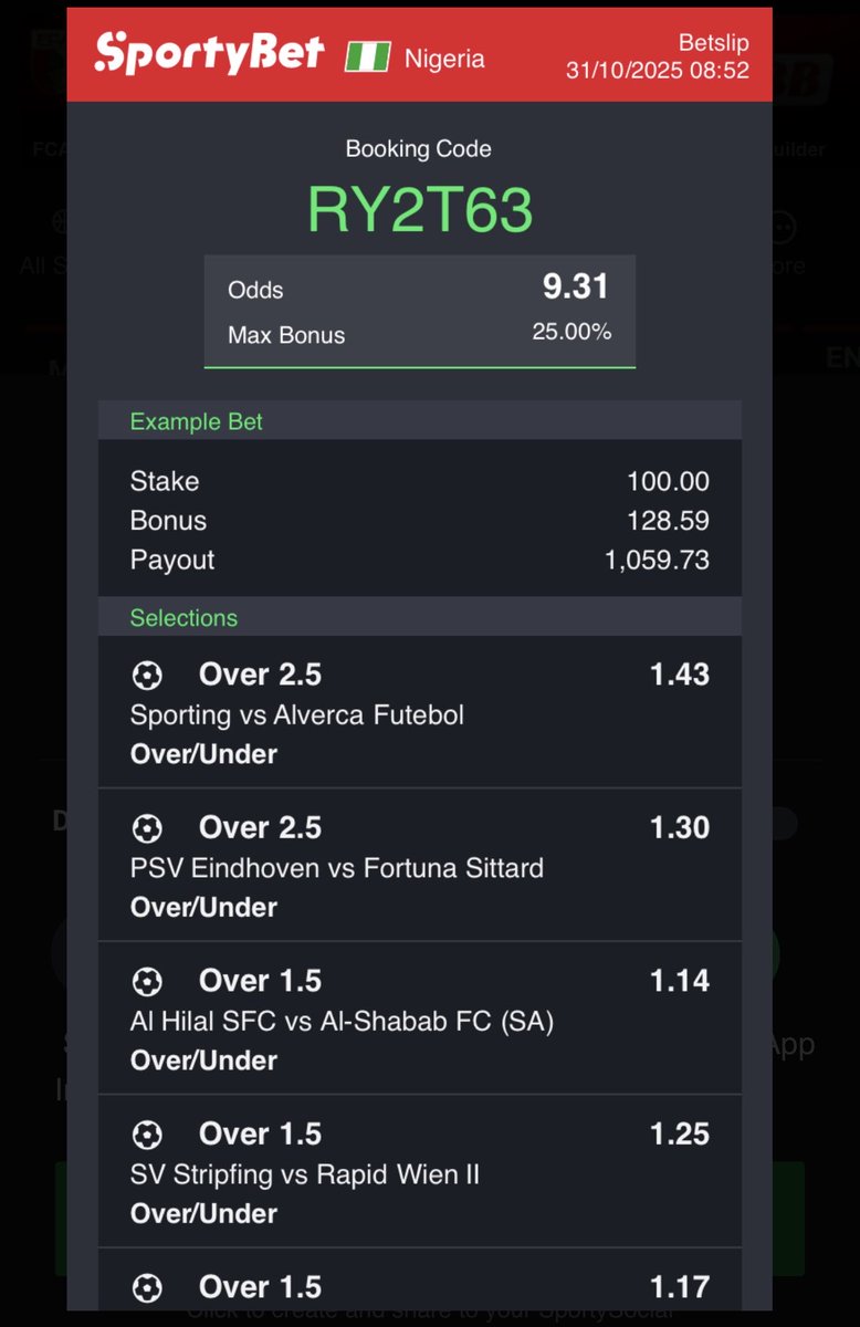 Switzpunt's tweet photo. Today Switz odds ready ๐ฅ๐ฅโ
โ
Boomluck๐ฅ๐ฅ
#Sportybet
#Switzodds
#Boomluck
@AfcSaks1 https://t.co/Cy0aaU89sq