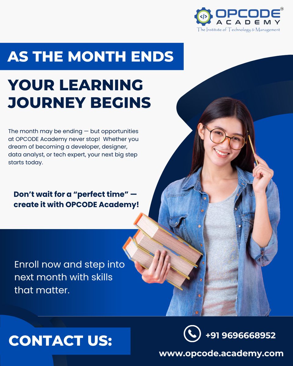 opcodeacademy's tweet image. 📅 As the Month Ends, Your Learning Journey Begins! 🎓✨

💼 Join our Certificate &amp;amp; Diploma Courses
🧠 80% Practical Learning | 💻 Real Projects 🎯 Career-Focused Training

#OPCODEacademy #EndOfMonth #EnrollNow #TechEducation #CareerGrowth #SkillUp