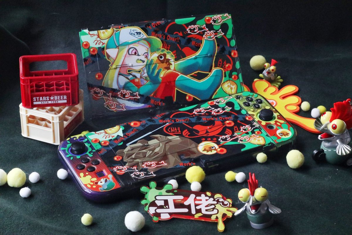 999sam_'s tweet photo. Pure Love 7 新品～《SPLATOON 打工機殼》✨️✨️✨️
兩款都有OLED和Switch 2兩種機型（我家實在放不下其他機型了⋯⋯ ）

不過需要留意OLED版本手柄後面是沒有圖案

P1 -NS2機型
P2 -OLED機型
#purelovehk7 #PL07 https://t.co/99dLpC8oKB