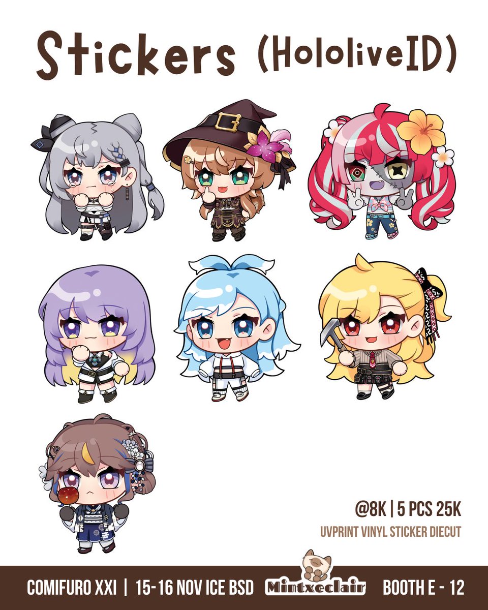 Earllgrey2's tweet photo. I'm sorryyy my catalogue is soo late, but I finished working on all the merch finally. Here is my (Pickup Order only) form for CFXXI. See youu guys this 15-16 Nov 💙

https://t.co/mF5ZeECCFQ

#comifuro21 #comifuro21catalogue #HololiveID #silenthillf  #Pokemon #VOCALOID #Kirby https://t.co/zsUZGoGH5q