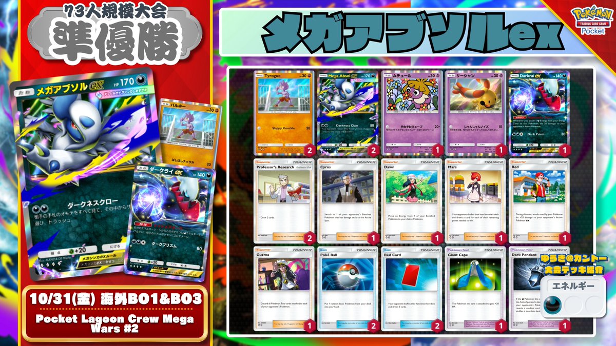 🌏 #ポケポケ 大会結果 🌏 73人規模大会で『メガチルタリスex』が優勝