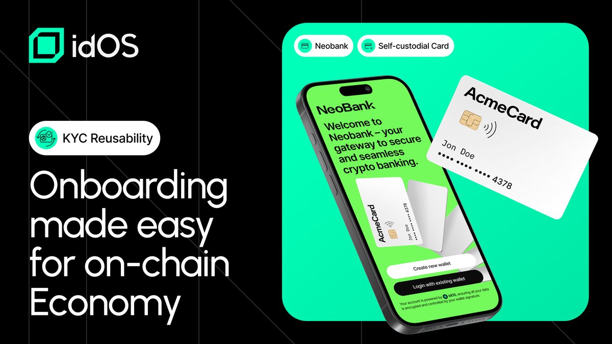 Tipwotip's tweet image. How KYC reusability really works with @idOS_network  a @wallchain project?  
idOS is a identity layer that is a full unlock for onchain users.  
You verify once and that proof moves across apps, wallets and neobanks.  
No more repeating KYC for every platform idOS keeps it…