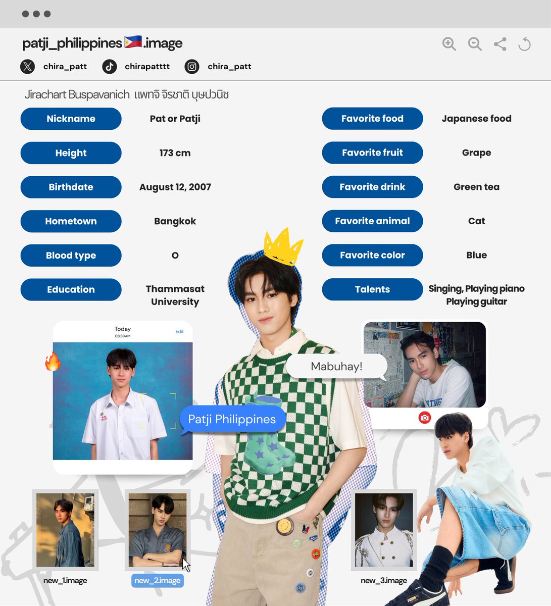 Mabuhay! This is Patji Philippines🇵🇭The first Philippine-based fanpage showing Patji  <a href="/chira_patt/">pat(ji)</a> all the love and support he deserve always.  

We invite Filipino fans to join the family and let's cheer on Patji together! #แพทจิ #chira_patt #MakefriendforPatji <a href="/PAThousefans/">PAThousefans</a>