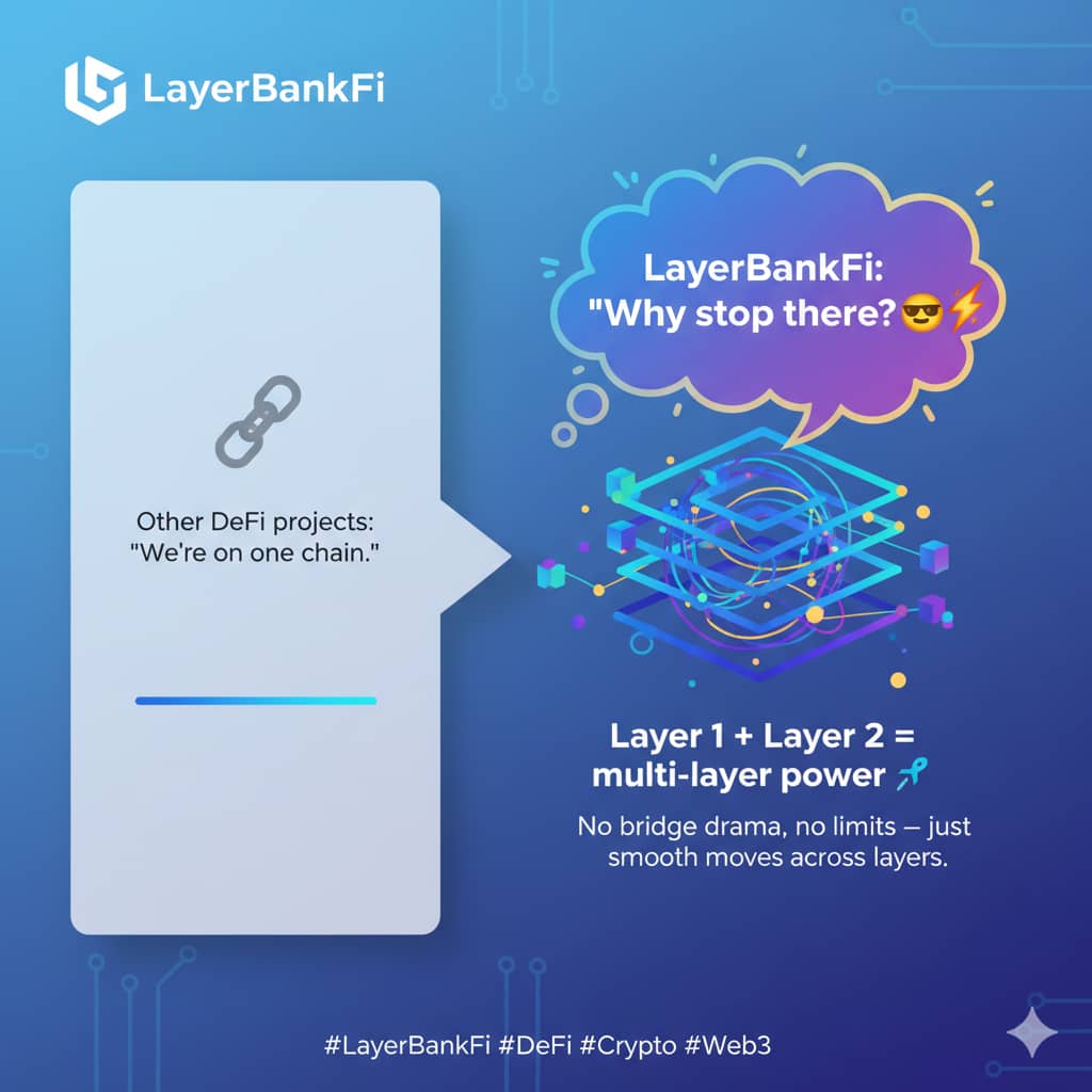 HustleNode's tweet image. GM CT
Other DeFi projects: We’re on one chain.
@LayerBankFi: Why stop there?
Layer 1 + Layer 2 = multi-layer power 
No bridge drama, no limits  just smooth moves across layers
Note: LayerBankFi connects different chains so your DeFi experience stays fast, flexible and stress free