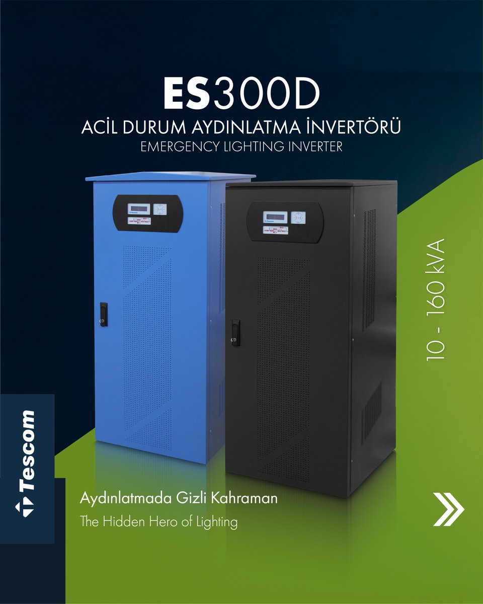 TESCOM_UPS's tweet image. ES300D acil durum aydınlatma invertörü, DSP kontrollü modüler yapısı, 3-Level topolojisi ve tam dijital mimarisiyle kesintisiz aydınlatma için güvenilir enerji sağlar. 

#TESCOM #ES300D #AcilDurumAydınlatma #EmergencyLighting #AydınlatmaInvertörü #DSPTechnology