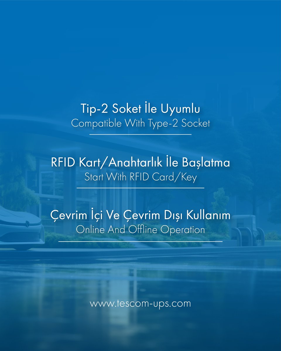 TESCOM_UPS's tweet image. Elektrikli araçlarınız için güvenli, hızlı ve akıllı şarj. TESCOM AC Şarj Cihazları, modern tasarımı ve esnek kullanım özelliklerini bir araya getiriyor. ⚡🔌

#Tescom #EVCharging #ElektrikliAraç #ACŞarj #SmartCharging #GüvenliEnerji