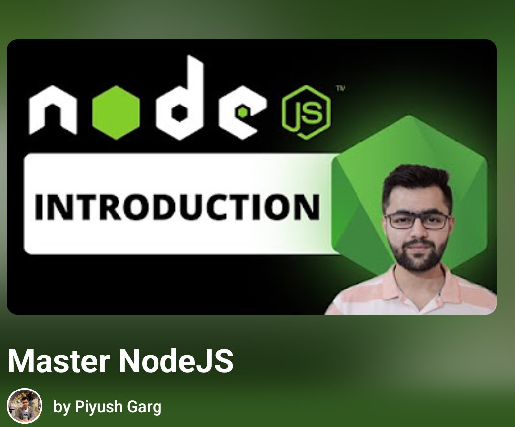 MohitPr7987101's tweet image. Getting started with nodejs with @piyushgarg_dev
Learning nodejs after springboot seems easy