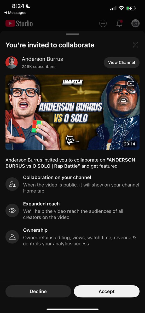 iBattlePromo's tweet image. We have officially &amp;amp; correctly used the new collaborator feature on YouTube!!

Looks like Anderson vs O Solo is dropping TODAY!!