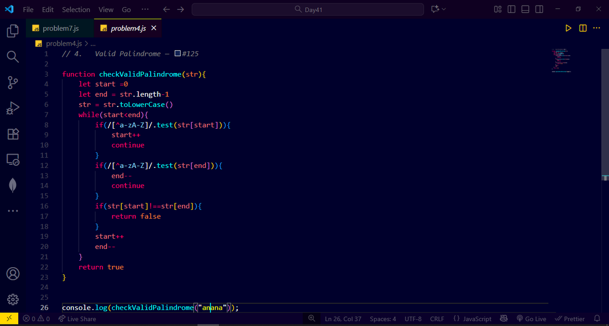 CoderAnand's tweet image. Solved 5 easy #LeetCode problems today 💻
1️⃣ Remove Duplicates from Sorted Array
2️⃣ Valid Palindrome
3️⃣ Longest Common Prefix
4️⃣ Valid Anagram
5️⃣ Merge Two Sorted Arrays
Every problem made my logic stronger 💪
#DSA #JavaScript #CodingJourney #ProblemSolving #LearnToCode