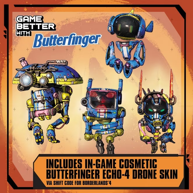 MattGoesBuck's tweet photo. Happy Halloween!  

Thanks to @Butterfinger & Gearbox, I have Shift codes for a Butterfinger ECHO-4 Drone Skin. 

TO ENTER:
Like & Retweet
Follow @MattGoesBuck 
Follow @TheBuildHubGG 

#2kPartner @Borderlands4 

*These codes are only available to US residents. If you're not located in the US, you may still claim codes to give away to US recipients*