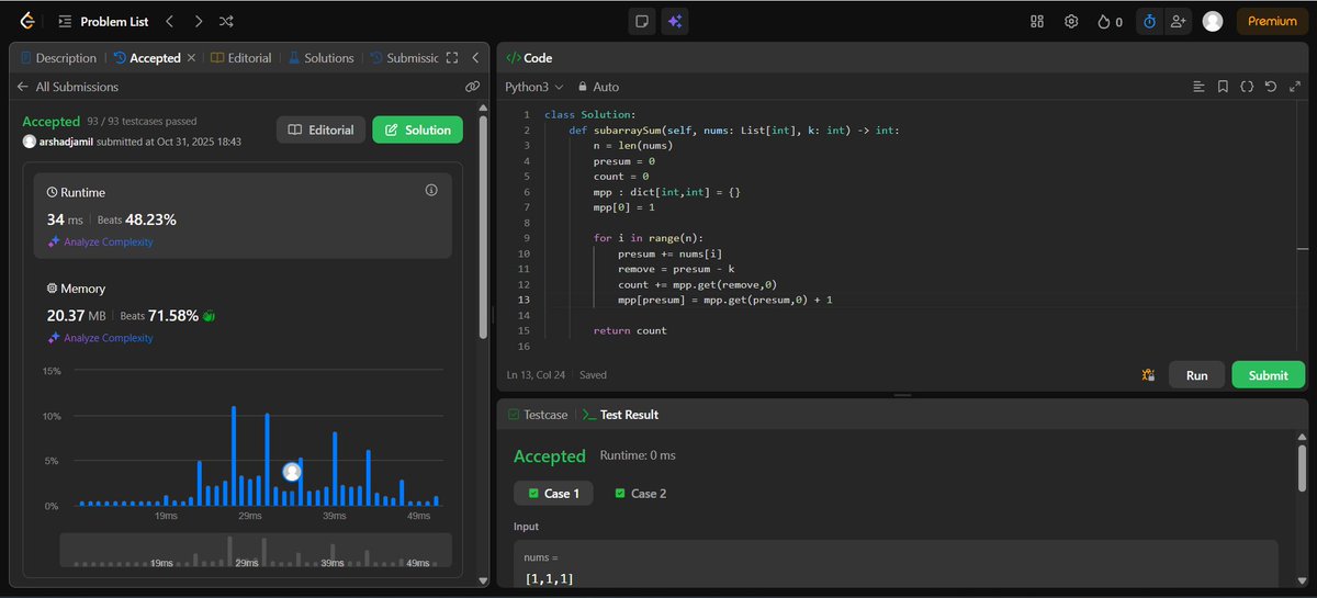 ArshadJamil2003's tweet image. Day 8 of DSA 🚀
Focused on traversal &amp;amp; prefix-sum logic today 👇
➡ Spiral Matrix Traversal
➡ Count Subarrays with Given Sum

Patterns are starting to click 🔥
#Day8ofDSA #StriverA2ZDSA #DSA #CodingJourney #Consistency