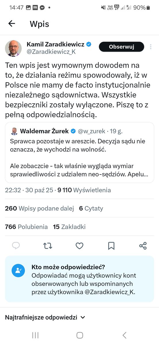 Tak, spowodowały to działania reżimu ZJEP, który zniszczył w Polsce bezpieczniki dla niezależnego sądownictwa.