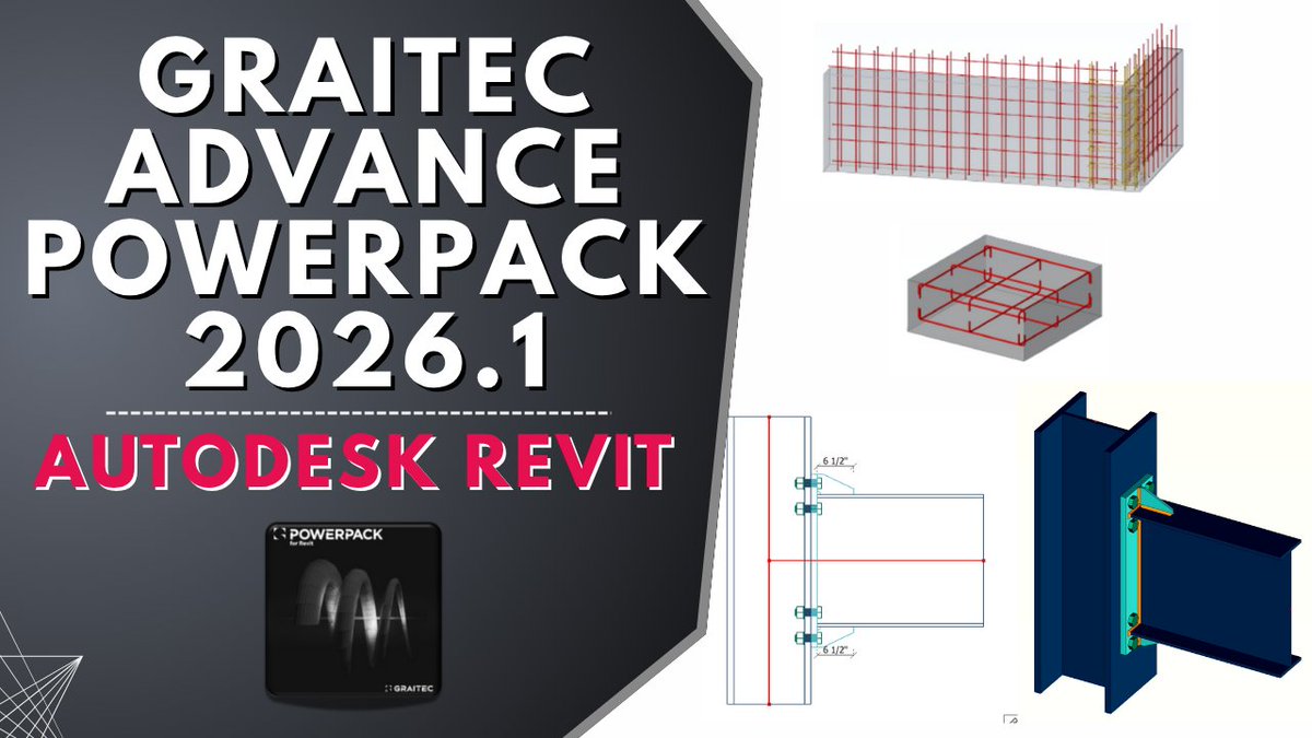 sscscv's tweet image. 🏗️ Graitec Advance PowerPack 2026.1

▶️ Install Guide: youtu.be/IFs-zDu_21c

#Graitec #PowerPack #Revit #Revit2026 #PowerPack2026 #RebarDetailing #BIMWorkflows #StructuralEngineering #ReinforcementModeling #AnalyticalModel #MagnetizeToLevel #MagnetizeFloors #BIMConnect