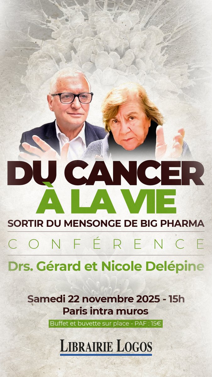 librairielogos's tweet image. 🗓 Conférence de Gérard et @NicoleDelepine, « Du Cancer à la Vie », à Paris, organisée par la @librairielogos et les éditions @MarcoEditions

✍🏻 Inscription librairielogos.com/conference-du-…