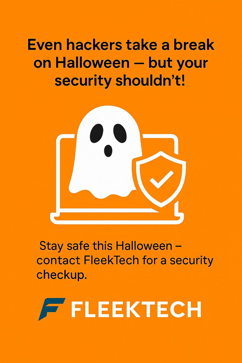 inc_fleek's tweet image. Even hackers take a break on Halloween — but your security shouldn’t!

Stay safe this Halloween — contact FleekTech for a security checkup at fleek.wuaze.com
#Halloween #CyberSecurity #FleekTechFun #StaySecure