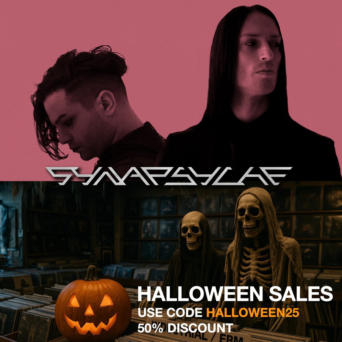 🎃 It's HALLOWEEN #SALES time! 👻
Our label <a href="/alfamatrix/">Alfa Matrix</a> offers you a -50% #discount on all our discography in their website and #Bandcamp! Hurry up, only 5 days!
USE THE CODE: HALLOWEEN25

alfamatrix.bandcamp.com
store.alfa-matrix-store.com

#synapsyche #halloween #halloweensales