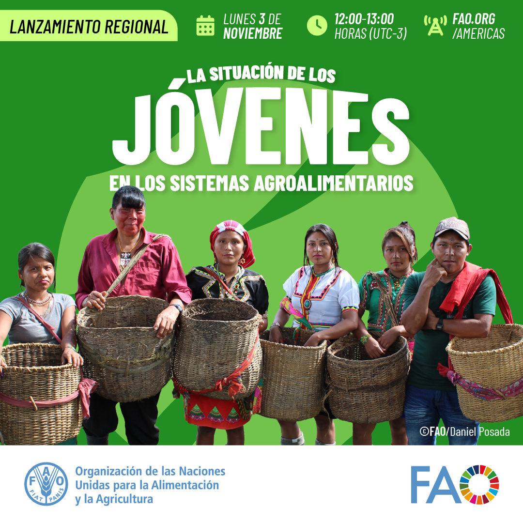📗Acompáñanos en el diálogo regional del informe global “La situación de los #Jóvenes en los #SistemasAgroalimentarios”

💡Datos y propuestas para impulsar su inclusión y liderazgo en América Latina y el Caribe 

📆 3 de noviembre
⏰12:00(UTC-3)

🔗 bit.ly/47O3H4T