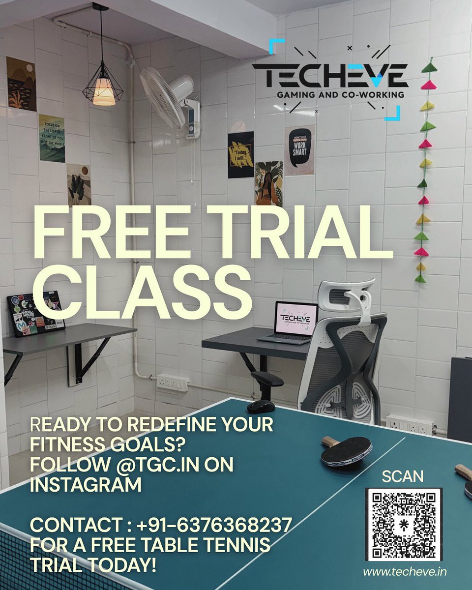 🏓 FREE Trial Alert!
Join TechEve Gaming &amp; Co-Working for a fun-filled gaming experience — featuring table tennis, carrom, chess &amp; more! 🎮
📅 Free trials open till 31st Nov
📍 Jaipur | 📞 +91-6376368237
🔗 techeve.in
#TechEve #tgc #tgcjaipur #GamingZone #Jaipur